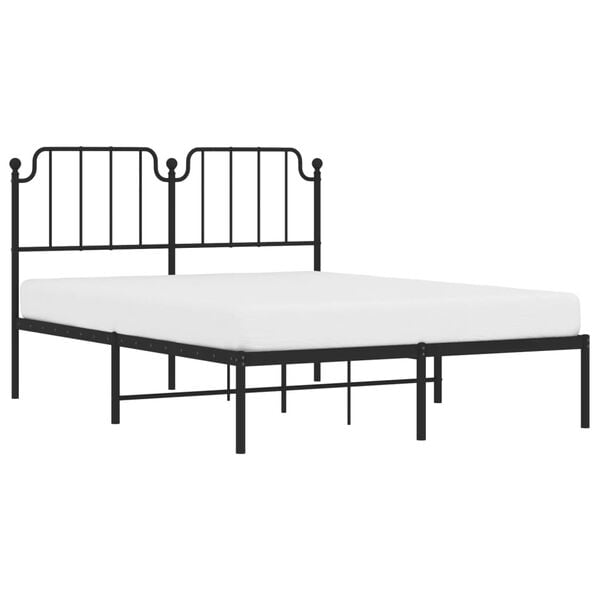 vidaXL Bed Frame Black Steel Double Bed Frame Rectangular Double Bed