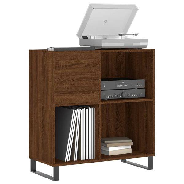 vidaXL Record Cabinet Brown Oak Engineered wood and iron
