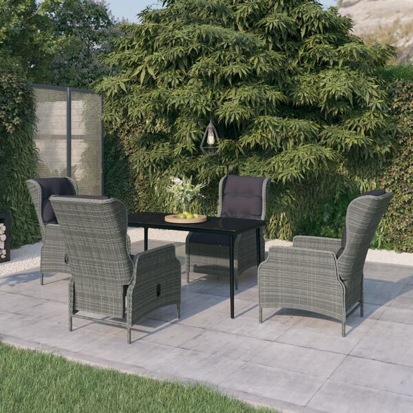 vidaXL Garden Dining Set Light grey and black