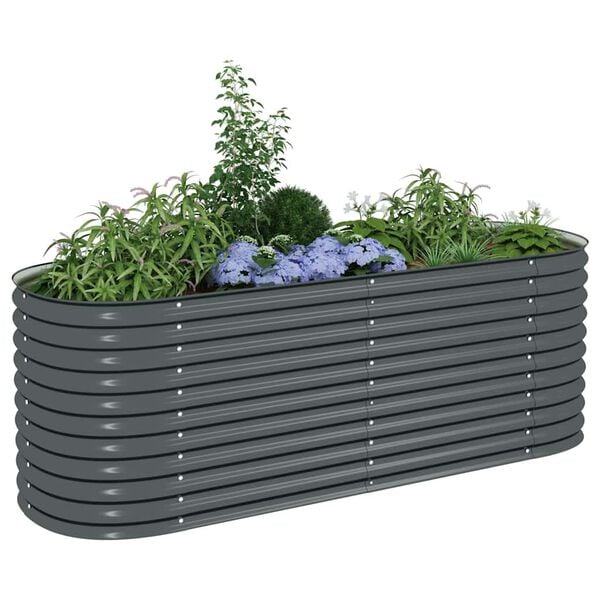 vidaXL Garden Raised Bed Gray Galvanized Steel Large Durable