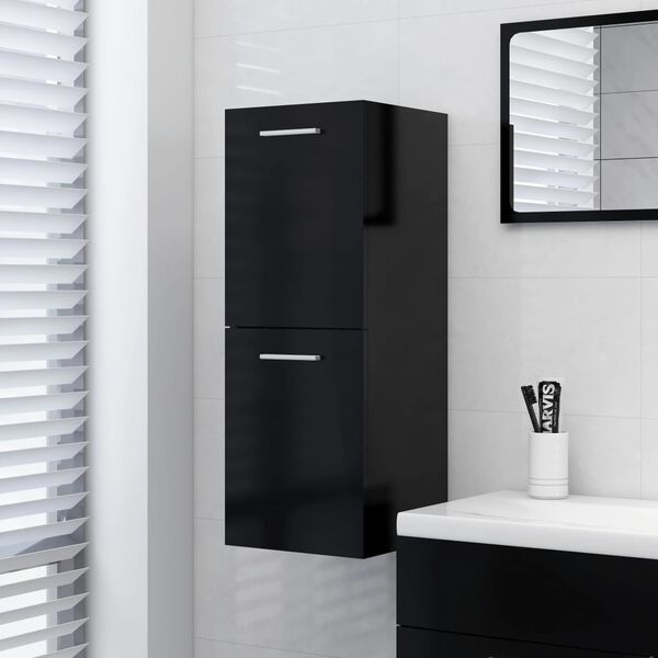 vidaXL Bathroom Cabinet Black Engineered Wood Medium Wall Mounted