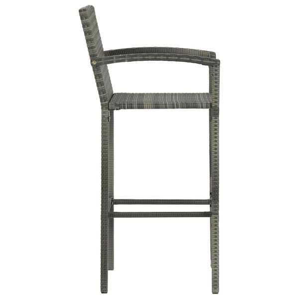 vidaXL Bar Stool Set of 2 Grey PE rattan, powder-coated steel