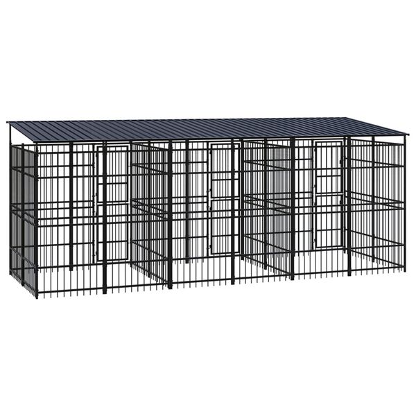 vidaXL Dog Kennel Black Powder-coated steel Large Heavy Weight Endurance