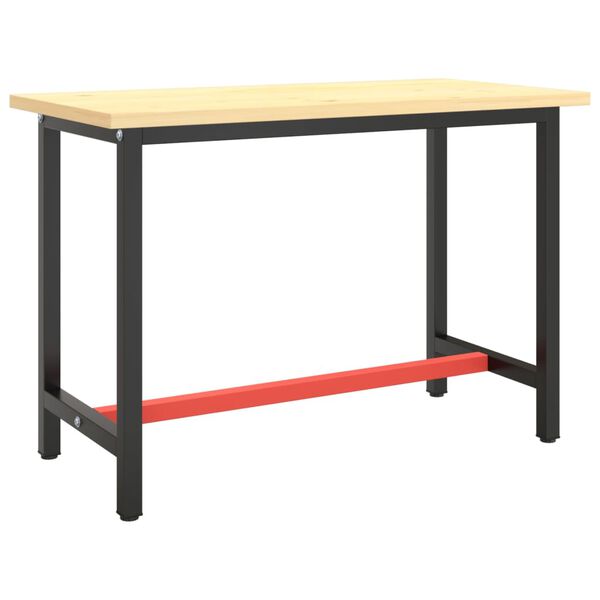 vidaXL Work Bench Frame Matte Black and Matte Red 43.3"x19.7"x31.1" Metal