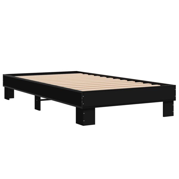 vidaXL Bed Frame Black Engineered wood, metal, plywood Small single
