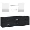 vidaXL Bathroom Furniture Set Black Engineered wood, Glass Large
