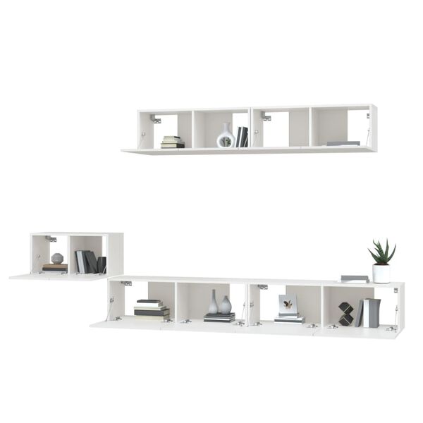 vidaXL TV Cabinet Set Set of 5 White Engineered Wood Wall Mounting