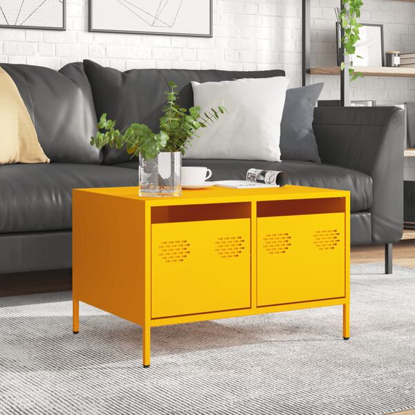 vidaXL TV Cabinet Mustard Yellow 26.8x19.7x17.1" Cold-rolled Steel