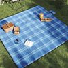 vidaXL Picnic Blanket Foldable Blue Plaid 78.7"x78.7" Velvet