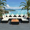 vidaXL Outdoor Sofa Set Black PE Rattan Large Modular