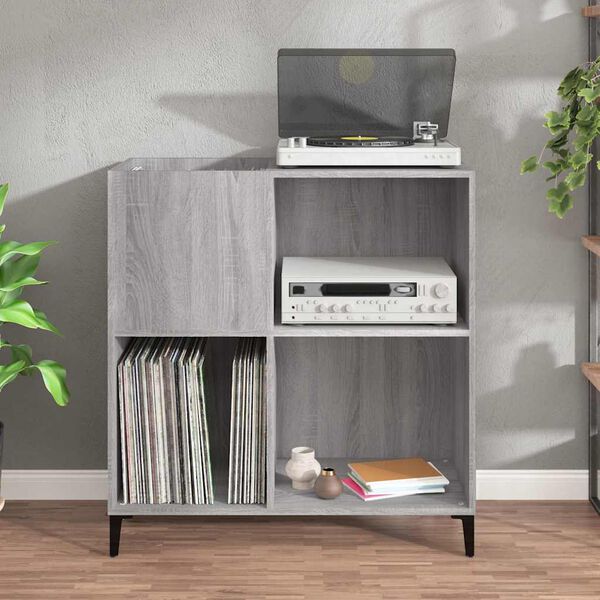 vidaXL Record Cabinet Grey Sonoma Engineered Wood Medium Record Cabinet