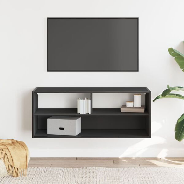 vidaXL TV Cabinet Black Engineered wood, metal Medium TV Cabinet