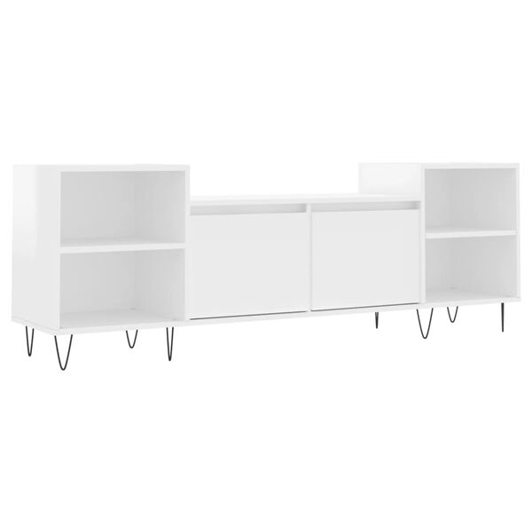 vidaXL TV Cabinet High gloss white Engineered wood Fits 63" TVs