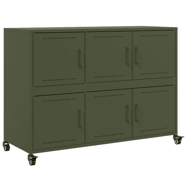 vidaXL Sideboard Olive Green 39.6"x15.4"x28.3" Steel