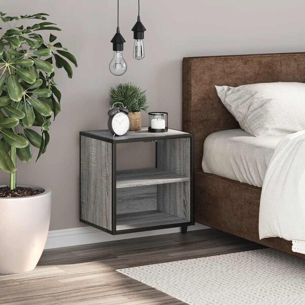 vidaXL Wall-mounted Bedside Cabinet Grey Sonoma Engineered wood