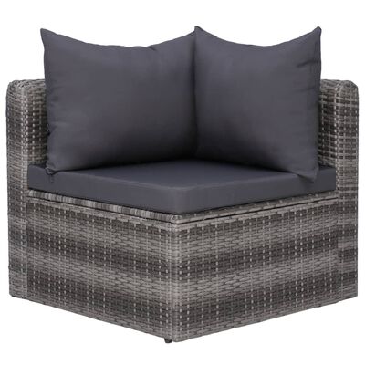 vidaXL 7 Piece Patio Sofa Set with Cushions & Pillows Poly Rattan Gray