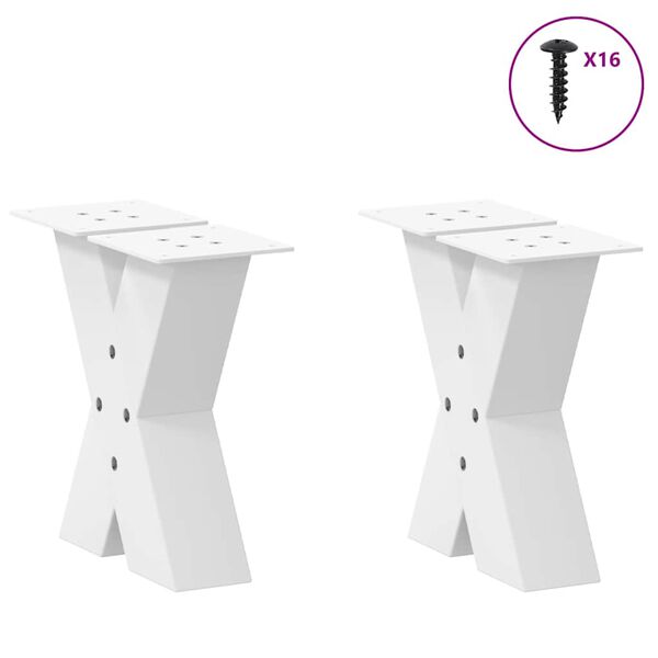 vidaXL Coffee Table Leg Set of 2 White Powder-coated steel Standard