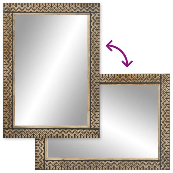 vidaXL Bathroom Mirror Black Solid Mango Wood, Glass 19.7 x 27.6 in