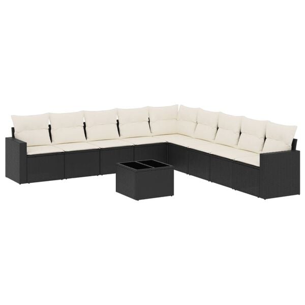 vidaXL Garden Sofa Set Black and Cream White