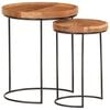 vidaXL Coffee Table Brown and black Solid Acacia wood Small and Medium