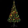 vidaXL Artificial Pre-lit Christmas Tree with Baubles Green 5 ft