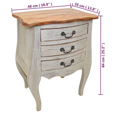 vidaXL Bedside Cabinet Solid Reclaimed Wood 18.9"x13.8"x25.2"