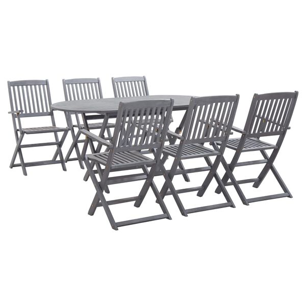 vidaXL Garden Dining Set Grey Solid Acacia Wood