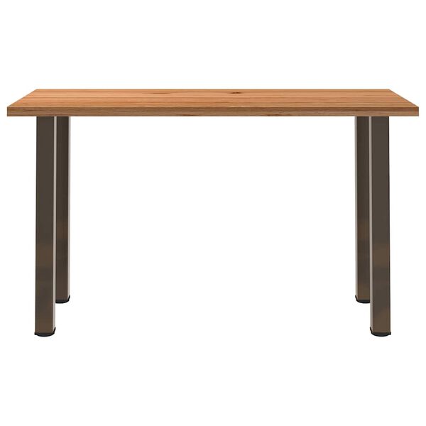 vidaXL Dining Table Light brown Solid oak wood, Powder-coated steel Large