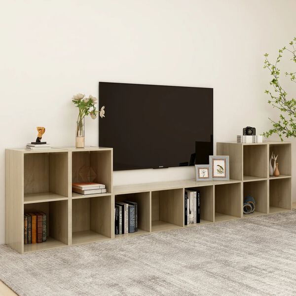 vidaXL 5 Piece TV Stand Set Sonoma Oak Engineered Wood