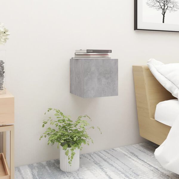 vidaXL Bedside Cabinet Set of 2 Concrete gray Engineered wood