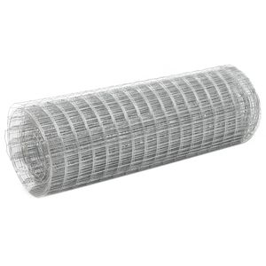 vidaXL Chicken Wire Fence Galvanised Steel 32.8x1.6' Silver