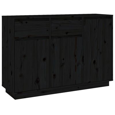 vidaXL Sideboard Black 43.3"x13.4"x29.5" Solid Wood Pine