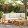 vidaXL Garden Sofa Beige and Cream Solid acacia wood, PE rattan, Polyester