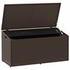 vidaXL Garden Storage Box Brown PE Rattan, Powder-Coated Steel Medium
