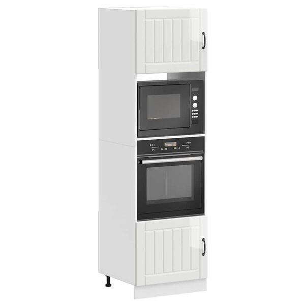 vidaXL Oven Cabinet Set of 2 Gloss White Engineered wood Compact