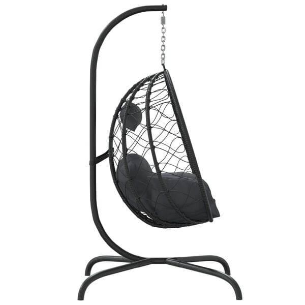 vidaXL Hanging Egg Chair Anthracite Poly Rattan, Powder-Coated Steel