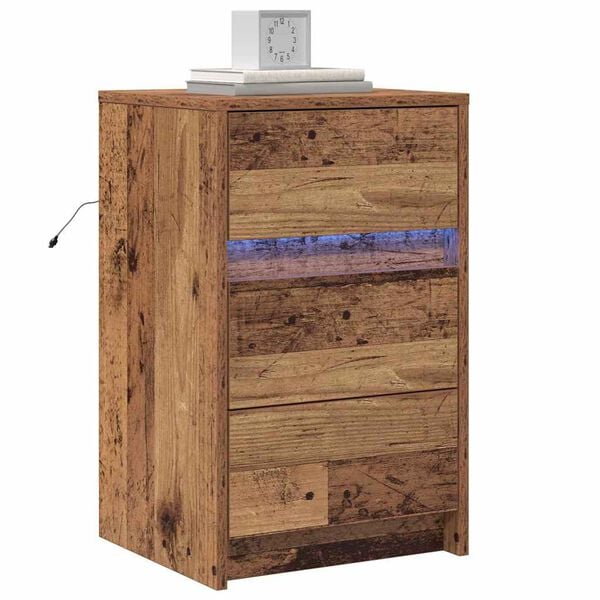 vidaXL Bedside Cabinet with Old wood 38 x 34 x 61 cm Engineered wood