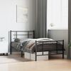 vidaXL Bed Frame Black Powder-coated steel Twin Bed Frame Rectangular