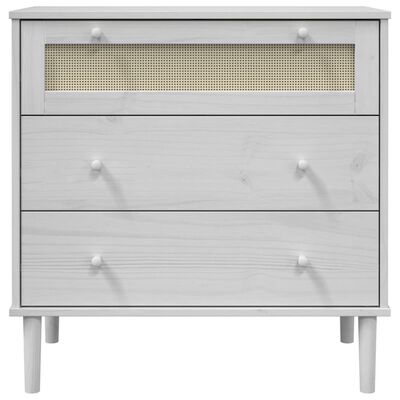 vidaXL Drawer Cabinet SENJA Rattan Look White 31.5"x15.7"x31.5" Solid Wood Pine