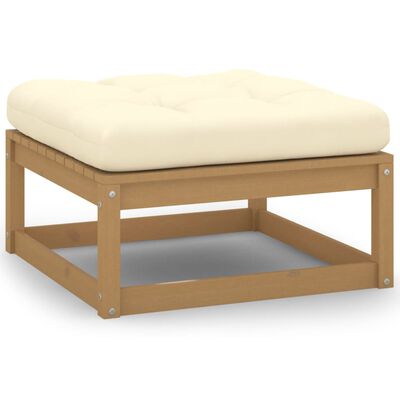 vidaXL Patio Footstool with Cushion Honey Brown Solid Pinewood