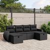 vidaXL Garden Sofa Set Black Poly Rattan, Powder-Coated Steel 6-piece set
