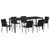 vidaXL Garden Dining Set 7 pcs Black and Grey PE Rattan