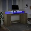 vidaXL Desk with LED Lights Sonoma Oak 63.0x21.7x35.8" Engineered Wood