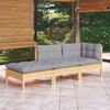 vidaXL Garden Lounge Set Gray Solid pine wood, fabric (100% polyester)