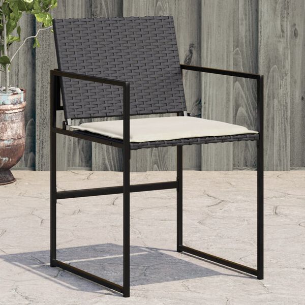 vidaXL Garden Chair Set of 4 Black, Cream White