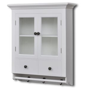 vidaXL Cabinet White MDF, Pine wood, Glass, Iron Medium Storage