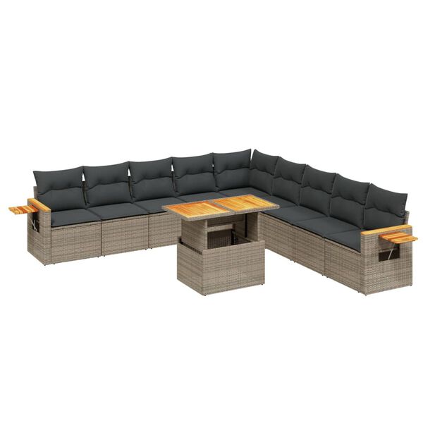 vidaXL Garden Sofa Set Grey PE rattan Large Modular