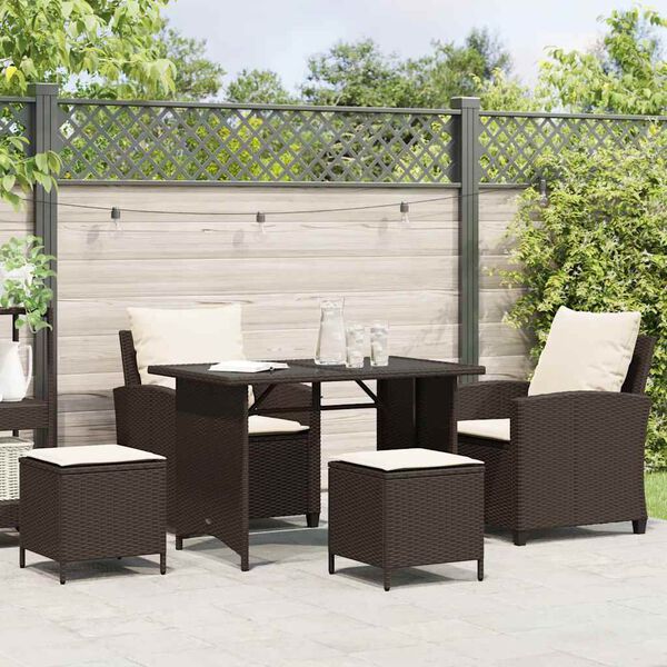 vidaXL Garden Sofa Set Brown PE rattan Medium Removable Covers