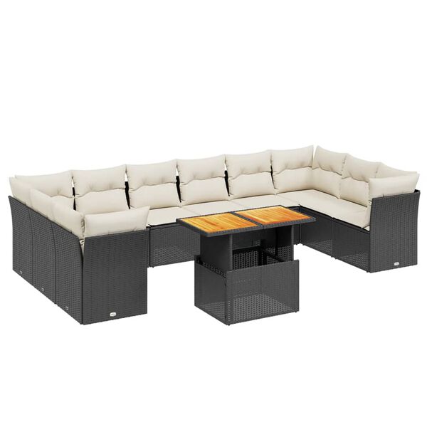 vidaXL Garden Sofa Set Black, Cream white