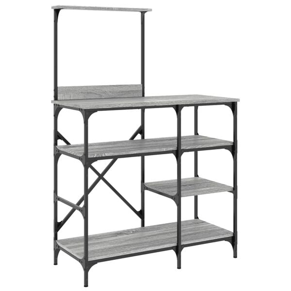 vidaXL Baker's Rack Gray Sonoma 35.4"x15.7"x52" Engineered Wood and Metal